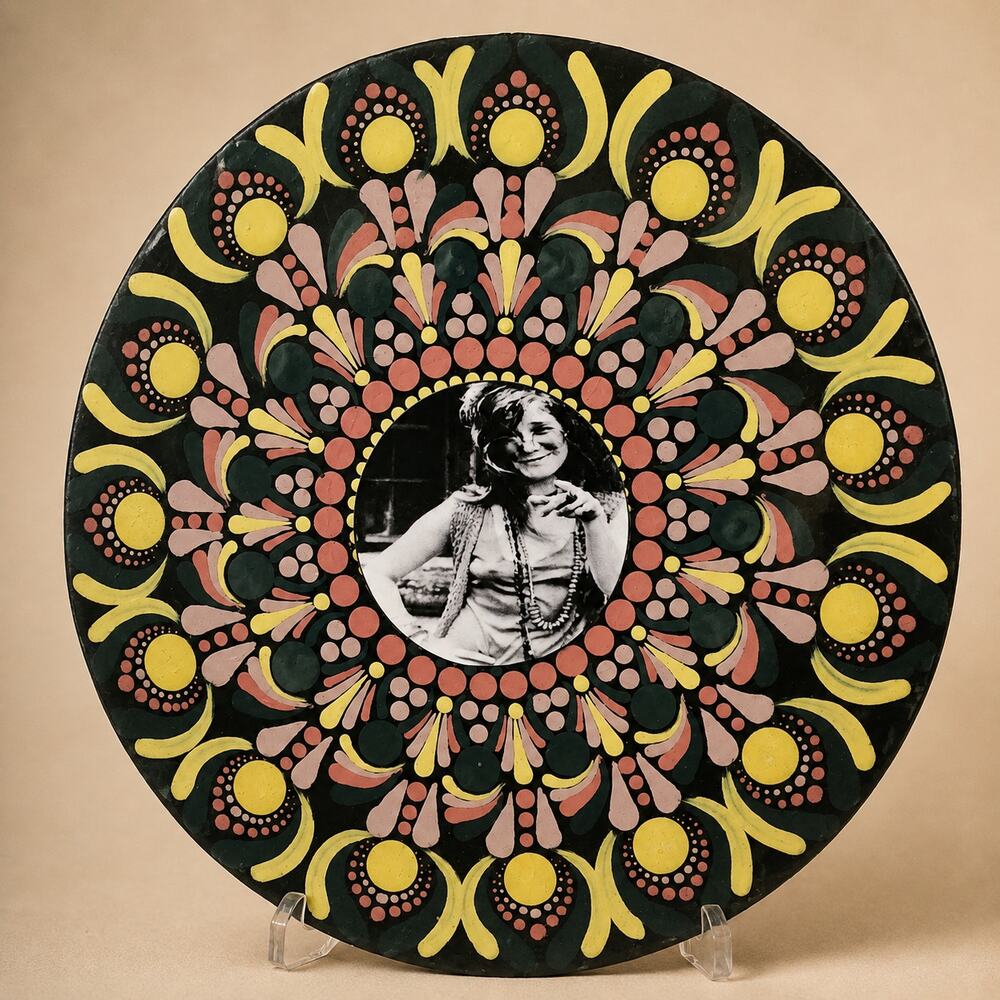 Janis Joplin Hand Painted 10 Inch Album Mandala Classic Rock Wall Art
